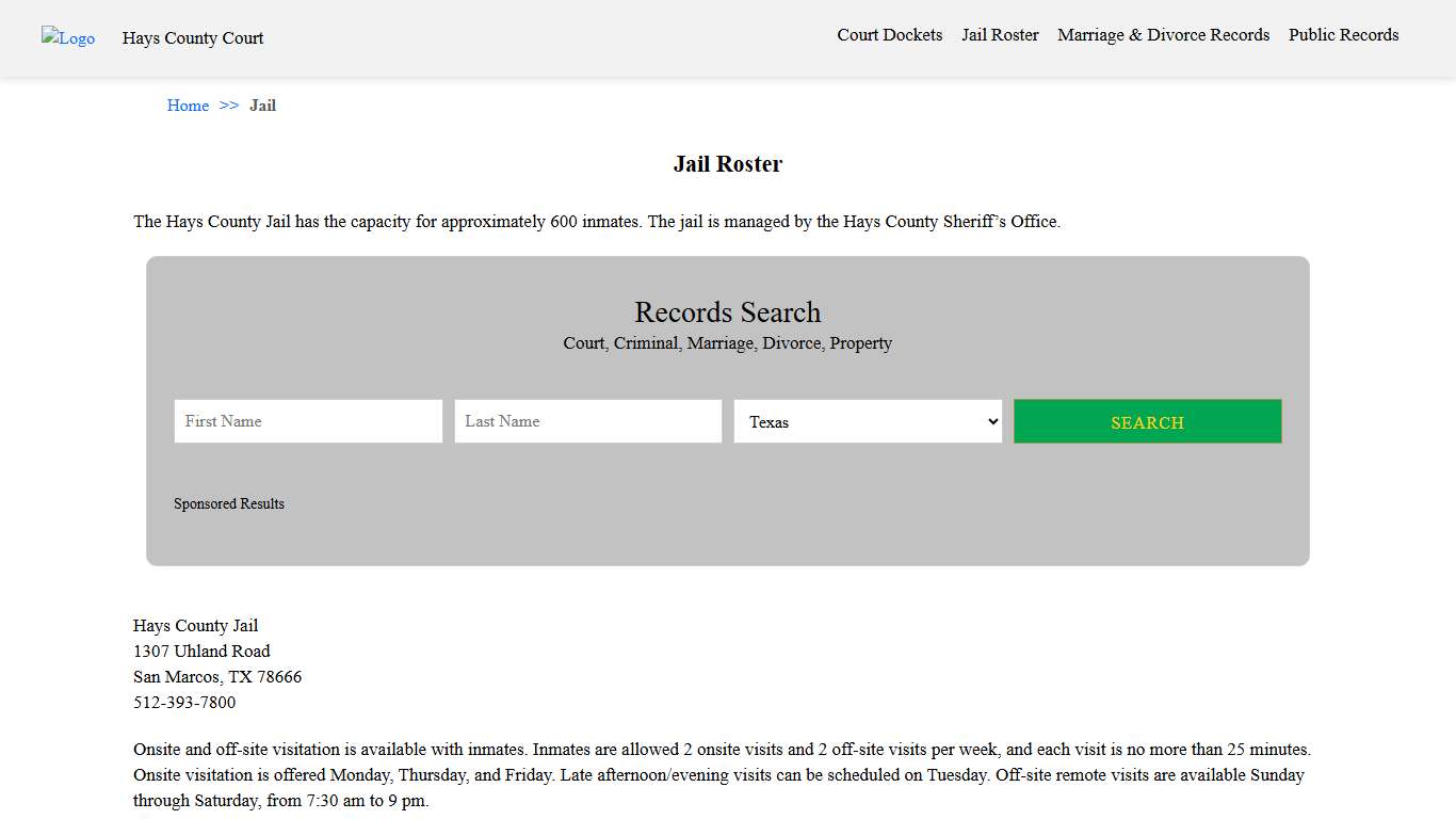 Jail Roster Hayes County Court